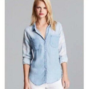 Rails Mixed Media Chambray and Strip Long Sleeve Button Up Shirt Sz S